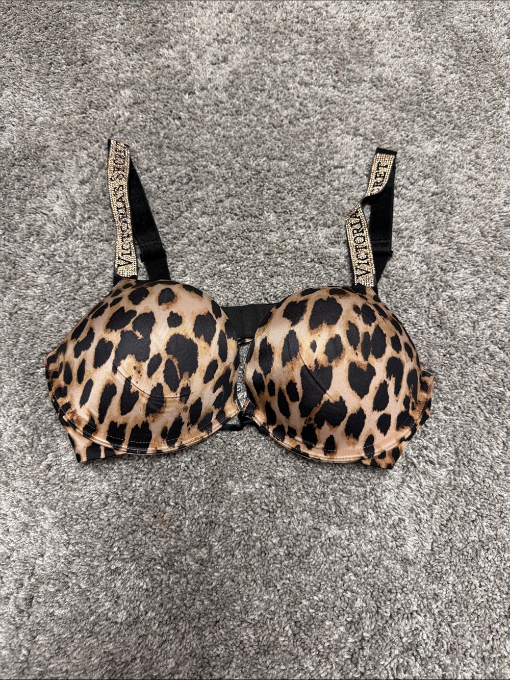 Victoria's Secret Shine StrapLeopard Print Push-Up Bra - Brown & Black